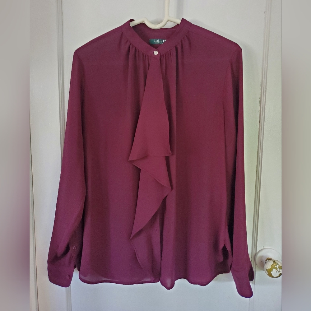 Lauren by Ralph Lauren Plum Long-sleeve Blouse